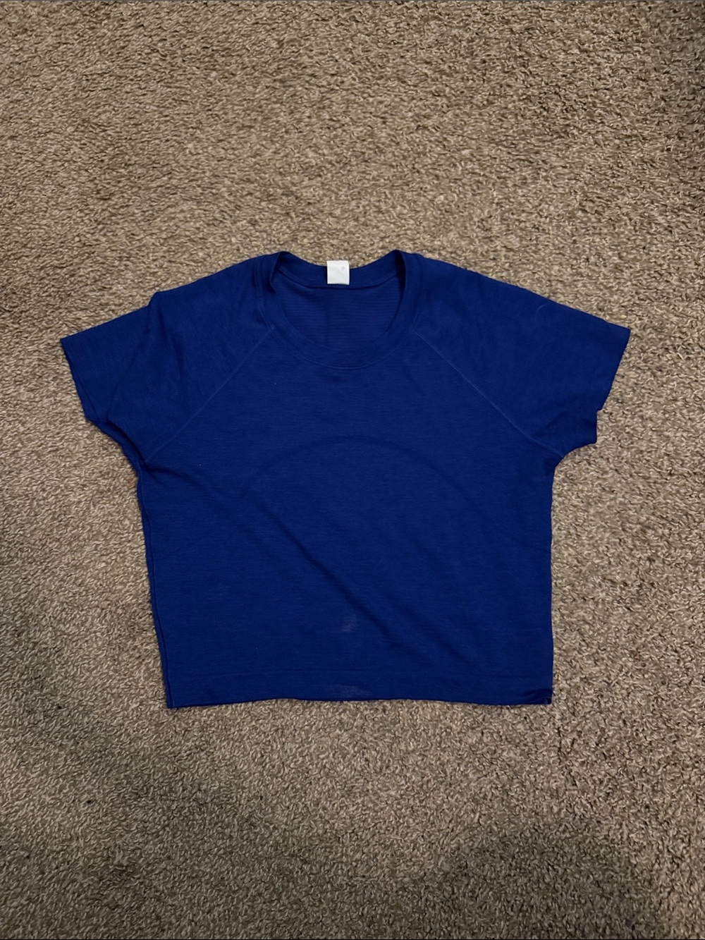 lululemon athletica cropped Crew Neck Tee in Deep Blue
